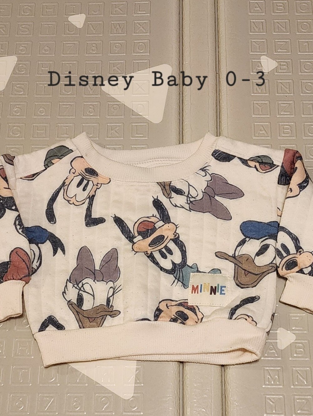 Disney Baby Sweatshirt in White with Multicolor Character Faces 0-3 Months